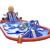 Aire de jeux gonflable géante commerciale en plein air, parcours d'obstacles, piscine, toboggan, ville aquatique, château, vinyle PVC