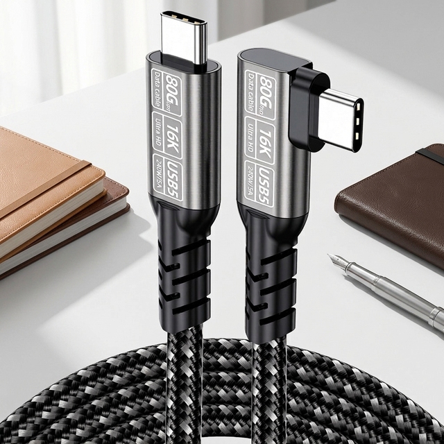 WFYEAR 80gbps PD 240W USB-C to USB-C 3m 5A Fast Charging Cable with E-marker Chip Pure Copper Conductor & TPE Jacket