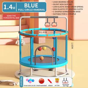 Trampoline enfant sécurisé de 1,4 m pour usage intérieur avec filet de sécurité et barre de maintien, lit de saut robuste pour tout-petits, trampoline intérieur. - Product Image 4