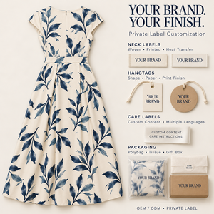 Vestido Midi Personalizado OEM para Mujer con Estampado de Hojas en Acuarela, Escote en V, Diseño de Retrato Repetido, Paleta de Colores, Ideal para Encontros y Eventos, Marca Privada - Product Image 4