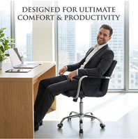 Chaise de bureau pivotante réglable en cuir PU avec support dorsal pour salle à manger et salon