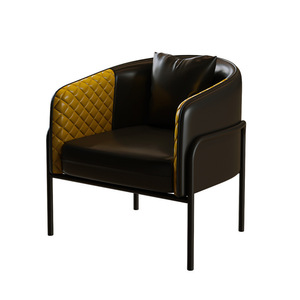 Sillón de Cuero Genuino Minimalista Italiano con Estructura de Acero Inoxidable Multifuncional para Sala de Estar, Cafetería, Recepción - Juego de Luces - Product Image 5