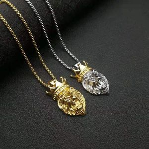 Yunnique – collier avec pendentif tête de Lion en acier inoxydable, plaqué or, pour hommes, bijoux cadeau - Product Image 1
