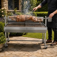 Barbecue professionnel HDL4C en acier inoxydable à commande tactile avec rôtissoire pour porc, idéal pour l'extérieur
