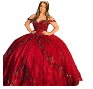 ชุดราตรีงาน Quinceanera สีน้ำเงินกรมท่า ดีไซน์หรูหรา แบบสั่งตัดได้  ชุดออกงานพรอมยาวลากพื้น  ตกแต่งด้วยวัสดุธรรมชาติ - Product Image 4