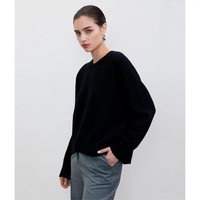 Pull en cachemire respirant à col rond pour femme, couleur unie, Design Simple, pull ample pour l'hiver