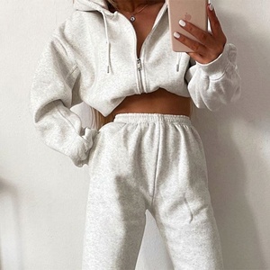 Fall and Winter 20021 Apparel <strong>Women</strong> <strong>White</strong> Yoga Jackets Long Sleeve Crop Top Sweatshirt Pullover <strong>Hoodies</strong> for <strong>Women</strong> With Zipper - Product Image 3