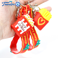 Cadeau promotionnel, porte-clés mignon en forme de chips de pop-corn, ornements de sac, bracelet 3D, imprimé UV, en caoutchouc PVC plastique