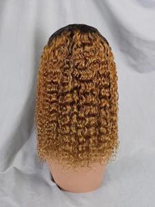 12A Jerry Curly 1B/30 Perruques brésiliennes dentelle avant 200% densité longue longueur 100% <span class=keywords><strong>cheveux</strong></span> Remy 1B/30 brun 1B/27 perruques noires - Product Image 6