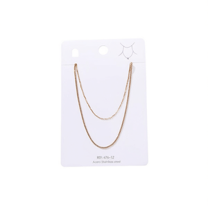 Collana a Doppio Strato in Acciaio Inossidabile con Perline Rotonde - Product Image 1