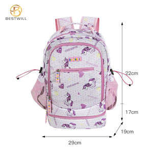 Bsderwill กระเป๋านักเรียนใบใหญ่แบบ2-in-1, กระเป๋าใส่อาหารกลางวันไดโนเสาร์การ์ตูนยูนิคอร์นมีโลโก้น้ำหนักเบาสำหรับเด็กผู้หญิง - Product Image 4