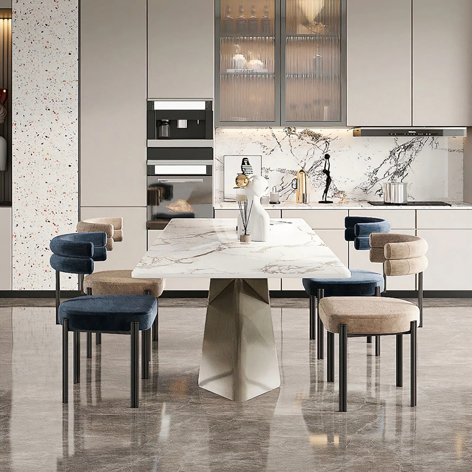 Restaurant Nordic velvet chair modern home furniture round metal legs dining room chairs