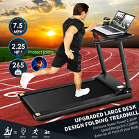 Tapis roulant de bureau pliable avec bureau pour ordinateur portable, machine de marche électrique 2,25 CV avec écran LED pour poste de travail à domicile