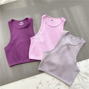 <span class=keywords><strong>Tank</strong></span> Top Wanita Polos Tanpa Jahitan, Bahan Rajut Rib Elastis, Model Streetwear Kasual Tanpa Lengan - Product Image 4
