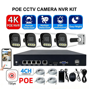 ชุดกล้องวงจรปิด TSEye 4K 8MP POE พร้อมเครื่องบันทึก NVR 4 ช่องทาง ระบบ IP66 กันน้ำ รองรับการตรวจจับความเคลื่อนไหวของมนุษย์ ใช้งานได้ทั้งกลางวันและกลางคืน สำหรับระบบเฝ้าระวัง CCTV - Product Image 1