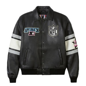 Authentic AVIREX Original Factory American Size Varsity Coats High Quality Natural French <strong>Lambskin</strong> Genuine <strong>Leather</strong> <strong>Jackets</strong> - Product Image 1
