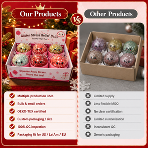 Festive Holiday Wholesale Transparent Glitter Filled Reindeer with Antlers Soft TPR Stress Relief Toy for Christmas - Product Image 4