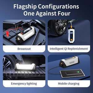 เครื่องจั๊มสตาร์ท 26800mAh กระแสไฟสูงสุด 6000A แรงดันไฟฟ้า 14.8V สายไฟยาว 30 ซม. พร้อมปั๊มลมและไฟ LED สำหรับใช้ในกรณีฉุกเฉินในรถยนต์ - Product Image 4