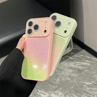 Coque de téléphone à cadre caméra dégradé scintillant pour iPhone 18 Pro Max 17 16 15, couleur bonbon, protection intégrale de l'objectif