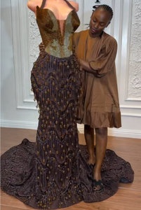 Robes de soirée nigérianes Aso Ebi personnalisées pour femmes 2027, robes de bal de luxe en <span class=keywords><strong>sequins</strong></span> et cristaux, style sirène - Product Image 3