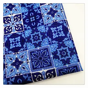 YH8-8499 FabFairy Hot Sale Blue Retro Thnic Printed Coat Lining Bags Inner Fabric