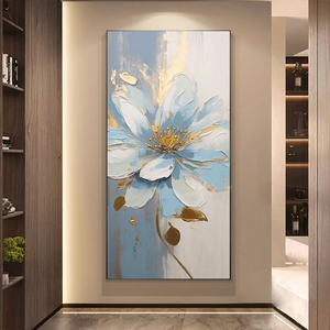 Handmade Trừu Tượng Gốc Acrylic vàng màu xanh hoa sơn trên vải với các tính năng thân thiện với môi - Product Image 3