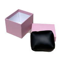 Boîte à montre économique, écologique et recyclable avec couvercle et base, pour montre connectée enfant, en cuir PU noir, avec coussin, étui cadeau pour montre-bracelet étudiant