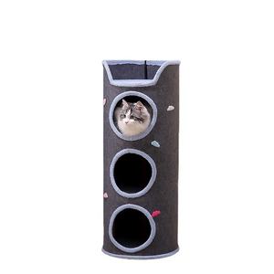 Venta al por mayor moderna Navidad Halloween gato suministros multicapa pequeño gato árbol integrado tela de fieltro diseño de ahorro de espacio - Product Image 1