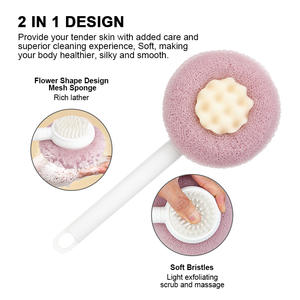 New Style Shower Silicone Body Scrubber Telescópico Long Handle Back Bath Brush 2-em 1 Esfoliação Massagem Dupla Face Scrub - Product Image 2