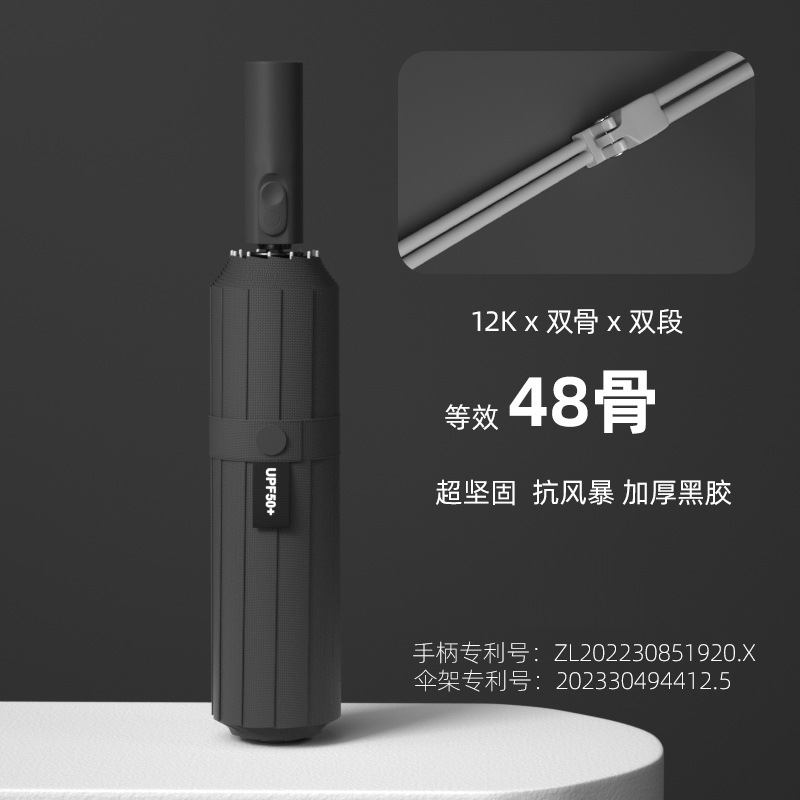 48-rib fully automatic umbrella [Dreamy Black]