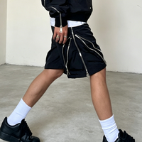 Ensemble deux pièces personnalisé avec logo brodé et imprimé, coupe-vent à capuche et short en nylon avec fermeture éclair pour homme
