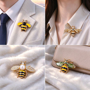 Broche en émail personnalisée avec logo pour femmes, badge en métal avec lettre personnalisée, broche pour vêtements en or - Product Image 2