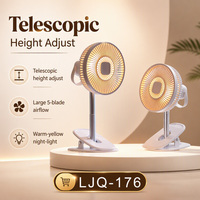 Ventilateur de bureau portable rechargeable à clipser avec lumière, télécommande USB, pliable pour une utilisation en extérieur et en hôtel