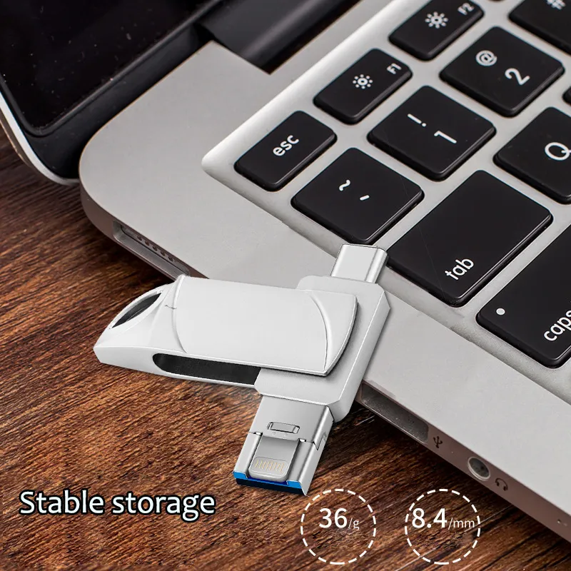 32g 64G mobile USB flash drive applicable tpey-c Apple usb 3-in-1 USB flash drive creative multi-functional car flash drive