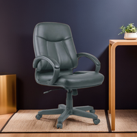 Chaise de bureau exécutive moderne pour commande en gros, dossier moyen, en cuir PU, hauteur réglable, pivotante, avec coussin d'accoudoir en mousse haute densité