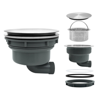 Kit d'assemblage de crépine de vidange d'évier de cuisine en acier inoxydable de style coréen de 185mm avec trou de débordement crépine de 3 pouces