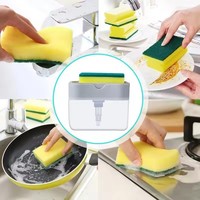 Kotak Dispenser sabun tekan, wadah cairan gosok untuk kamar mandi dapur, kotak pengiriman busa deterjen otomatis dengan tempat spons