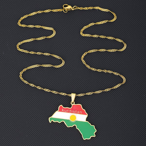 Collana con ciondolo mappa e bandiera del Kurdistan per amanti uomo donna gioielli etnici regalo patriottico del Kurdistan - Product Image 5