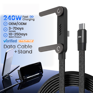 สายชาร์จแบบถักไนลอน Type-C ทองแดงแท้ 5A 60W 100W ชาร์จเร็ว หัวงอ 90 องศา สำหรับ <span class=keywords><strong>iPhone</strong></span> 17 และสมาร์ทโฟน Android - Product Image 3