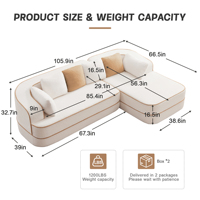Maßgefertigtes Stoffsofa ohne Montage, 32D Knochenloses Sofa, Kontrastfarben-Design, Flauschige Bequeme Couch mit L-förmiger Chaiselongue, für Wohnzimmer