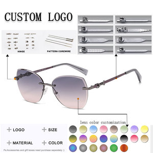 Cat Eye Sunglasses Half Rim Gradient Green Lenses Unisex Adult Sun Protection 100% UV Protection - Product Image 2