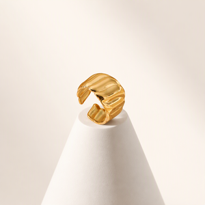 Anillo Abierto Acanalado de Acero Inoxidable, Anillo Ajustable con Banda Texturizada, en Oro y Plata, para Hombre y Mujer, Antideslustre, con Logotipo Personalizado OEM - Product Image 5