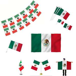 Vente en gros de produits phares pour les fans du Mexique : drapeaux en polyester avec logo personnalisé, mât de drapeau portable en aluminium imperméable, casquettes, lunettes de soleil et masques - Product Image 4