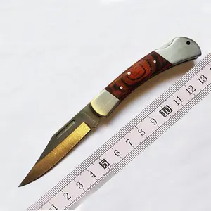 Fermaglio a punta diretta in fabbrica imbottiture forgiate Pakkawood con impugnatura a serramanico pieghevole EDC coltello con foro per cordino