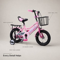 Vélo BMX pour enfants avec décalcomanie holographique rose, roues d'apprentissage, panier avant, porte-bagages arrière et garde-boue complets, pour garçons et filles, en stock, faible MOQ