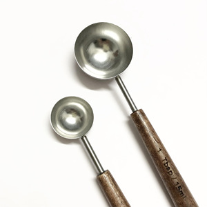 Stainless Steel <b>Measuring</b> <b>Spoon</b> Set With Wooden Handle 1 Tbsp 1/2 Tsp 1/4 Tsp For Baking Coffee Milk Powder Kitchen Use - Product Image 2