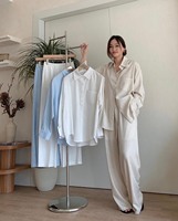 Vêtements pour femmes OEM, ensembles décontractés pour femmes, ensembles en coton et lin, tenues en deux pièces, ensembles de travail, chemise à manches longues, pantalon taille haute, costumes
