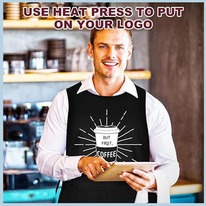 Giá bán buôn biểu tượng tùy chỉnh màu đen không thấm nước polyester vẻ đẹp cắt tóc Salon unisex Cobbler tạp dề với Túi vest - Product Image 5