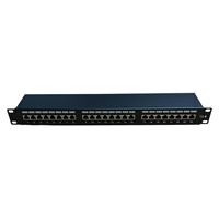 Panel Patch Cat6 FTP 19 Inci 24 Port 1U Dapat Dipasang di Rak RJ45 Keystone Coupler Braket Jaringan Logam Tahan Lama Hitam CE ROHS