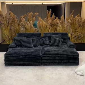 Divano Letto <span class=keywords><strong>Moderno</strong></span> di Lusso per <span class=keywords><strong>Soggiorno</strong></span> a L a 2 e 3 Posti in Velluto a Coste con Gommapiuma Compressa Reclinabile in Scatola dal Design Rilassante - Product Image 4